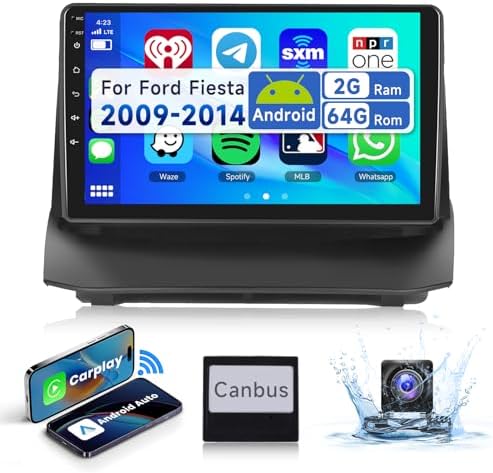 Autoradio Android 13 Per Ford Fiesta 2009-2017 | Schermo 9" | Wireless CarPlay &amp; Android Auto | 4+64GB | Con Telecamera Posteriore