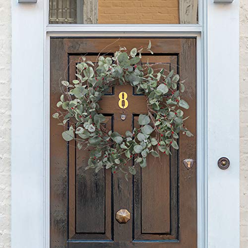 Image of YNYLCHMX Christmas Wreath for Front Door, Artificial Door Wreath Flushed with Eucalyptus Leaves with Berry, Home Decor for Indoor, Windows, Wall, Fireplace, Holiday, Party Decoration, 20 Inch