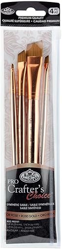 Royal & Langnickel Crafter's Choice Pro - Juego de brochas angulares sintéticas, 4 piezas