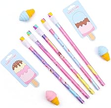 Toplu Sweet Ice Cream Theme HB Pencils Set, 12 Pencils 1 Eraser Stationary Kit - Pencil With Ice-Cream Shaped Erasers for Kids, Birthday Return Gift Stationary 13 pc Set (Multicolor)(pack of 1 set)