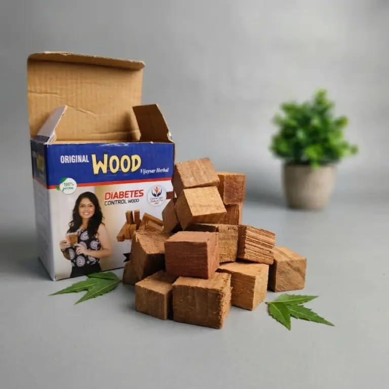 Image of Vijaysar Wooden Glass, Indian inchMorning Detox Ritual Glass Natural Wooden Infusion Tumbler inch Ayurvedic Herbal Water Cup, Handcrafted, 90ML (Vijaysaar Wood Cubes)
