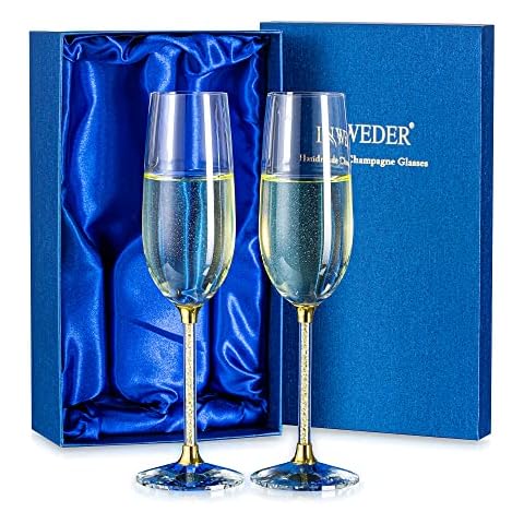 Inweder Copas de Champán Cristal Novios Boda Cover