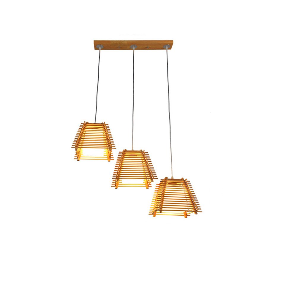Plafonnier bois suspendu 3 têtes luminaire plafond réglable 100 cm éclairage chaud salon
