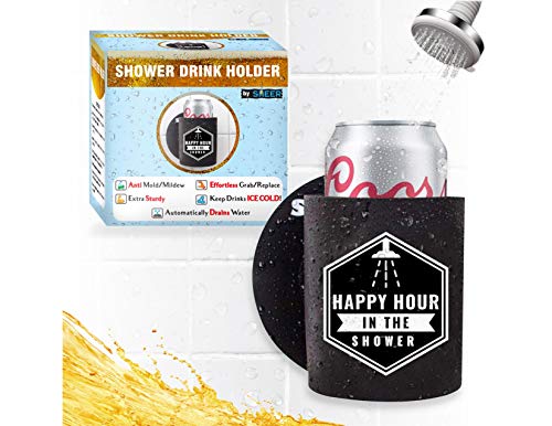Sheer - Shower Drink Holder - Extra Sturdy - Stays Clean, Easy Grab/Replace Design, Drains Water - Keep Beer Ice Cold