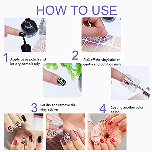 Nail Vinyls Nail Art Stencil Sticker Set, 144 Pieces 72 Designs French Tip Nail Guides, Holographic Acrylic Hollow Nail Art Stickers Diy Manicure Decor Supplies (24Large Sheets) #TOP5
