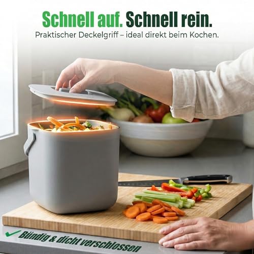 YourCasa Biomülleimer Küche 4L - Komposteimer mit herausnehmbarem Sieb & Deckel - geruchsdicht… – Ansicht 5