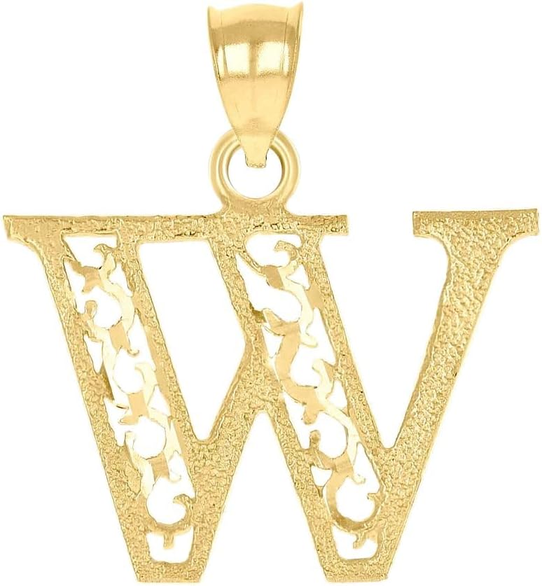 10k Gold Dc Mens Letter W Height 24.1mm X Width 21mm Initial Charm Pendant Necklace for Men