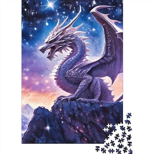 Drache 1000-teiliges Papier Purple Star Drache Familienpuzzle Mit Kindern Ab 8 Jahren Vater-Mutter-Kind Aktivität Stundenlange Unterhaltung Freizeit 52x38cm/1000pcs