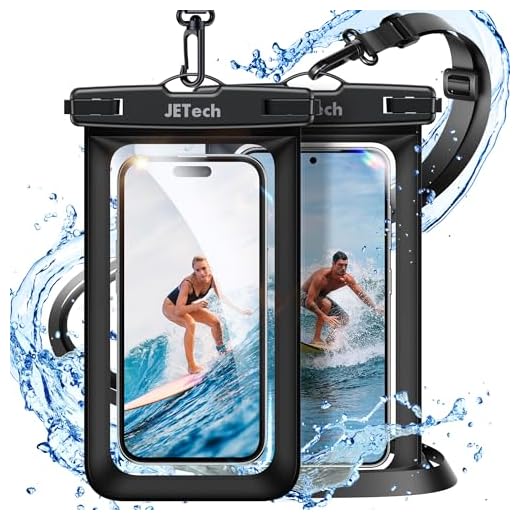 JETech Custodia Impermeabile Smartphone, 2 Pezzi Cover per iPhone 17 16e 16 15 14 13 Air Pro Max Plus, Galaxy S25 S24 Ultra, Pixel 10 Serie e Altri Fino a 7,2", IPX8 Borsa Asciutta (Nero+Nero)