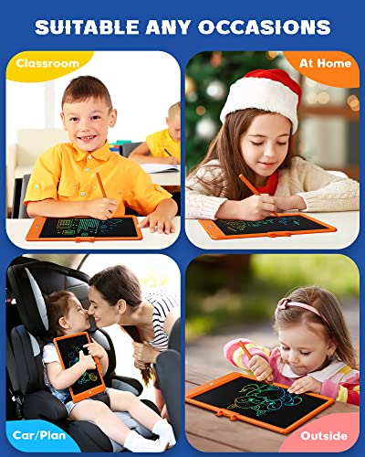 Image of Bravokids LCD Writing Tablet for 3-8 Year Olds - 10 Inch Doodle Board Electronic Drawing Pad, Educational Gift for Kids (Orange)