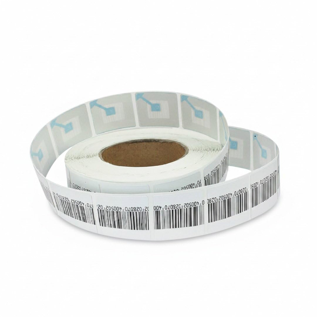 Etiqueta engomada de seguridad 1000pcs EAS RF 8,2Mhz 4x4cm etiqueta engomada de código de barras Softtag antihurto en tiendas. Para sistema radio-frecuente de RF. Etiquetas de seguridad autoadhesivas