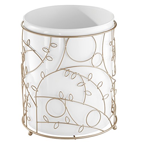 InterDesign Twigz Wastebasket Trash Can - White/Pearl Champagne