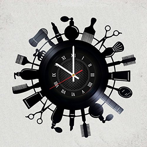 Home decor USA Beauty Salon Vinyl Record Wall Clock idea for her and him, Girl, boy, Salon - Best Purchase for Sister or Girlfriend Merchandise Gifts in Bedroom - Hairstyle for Women