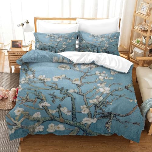 Housse de couette fleurs d'amandier 140x200 microfibre