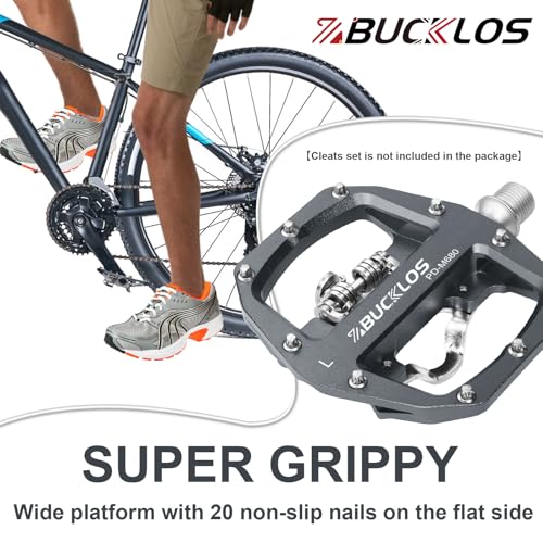 BUCKLOS Mountain Bike Clip Pedals Flat Clipless Combo Compatible with SPD by BUCKLOS - Used condition - Image 4