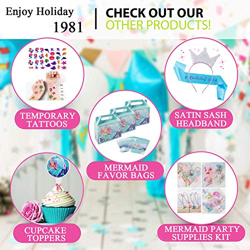 Mermaid Birthday Party Supplies Decorations Kit Favors- Serve 10 Guests- 122 Pcs, Birthday Packs Includes Flatwares, Tablecloth, Banner, Balloons, Gift for Girl's Kids Under the Sea Party and Alice Baby Shower Decor