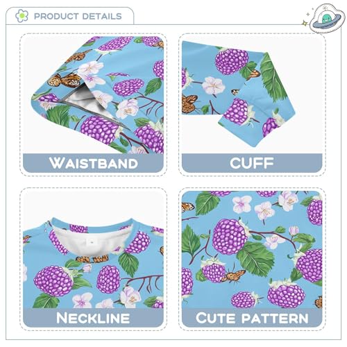 JUNZAN Cute Loganberry Fruit Blue Big Boys Sweatshirts Hoodies Fleece Hoodie for Boys Athletic 4T3