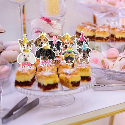 Wxiben WXI101518 Dog Birthday Party Decorations - 40Pcs Dog Cupcake Toppers Cute Dogs Face Cake Toppers Dog Party Decor Pet Theme Birthday Party Decorations Supplies Puppy Party Cake Topper Decorations thumb #4