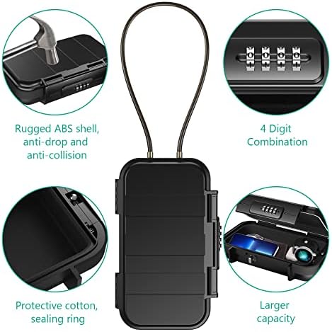 ORIA Portable Safe Box with Code, Outdoor Secure Key Storage [with Removable Wire Rope], Key Safe with Combination, Weatherproof Key Storage Padlock Box for Home, Cars, Travel, Office, Sports, etc.