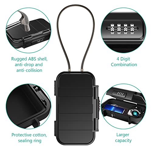 Oria Portable Security Case, Portable Safe Box, Combination Key Lock Box Security Case, Smartphones, Passports, Credit Cards Safe For Car, Home, Travel #TOP2