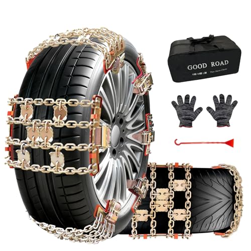 Tire Chains for Car SUV Pickup Trucks, Adjustable Portable Emergency Tire Chains, Snow Chains for Tire Width（225-285mm), 6Pcs