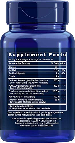 Life Extension Endothelial Defense Romã Plus – Suplemento fórmula de extrato de semente de romã, flo