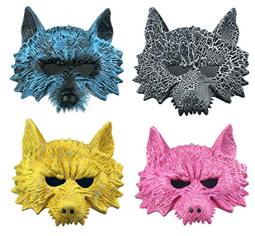 RUSVNO 4 Pack Cosplay Wolf Costume Mask Full Face Mask