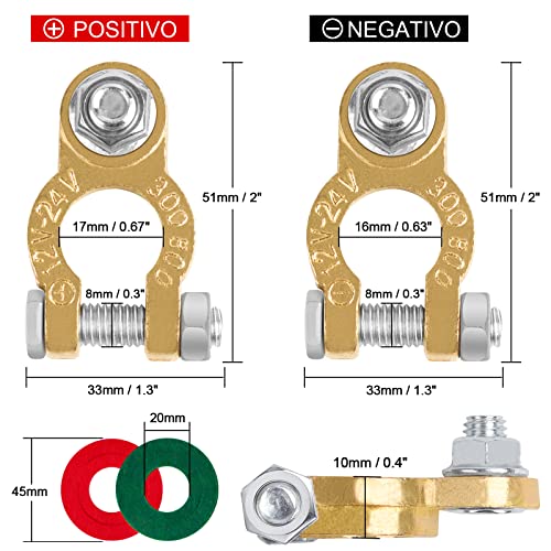 Bolatus 1 Paar Batterieklemmen 12V 24V Batterie Polklemmen mit M8 Bolzen Autobatterie Steckverbinder Pole Klemme Universal Anschlussklemmen für Auto Boot Wohnmobil Caravan - Afbeelding 4