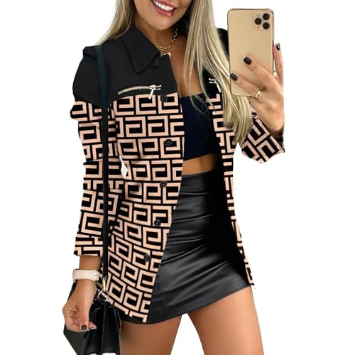 Autumn and Winter New Long-Sleeved Suit Jacket Single-Breasted Patchwork Printed Lapel Blazer