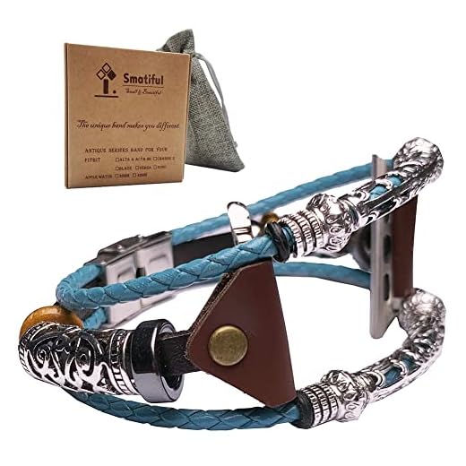 Smatiful Stylish Bands for Women, Adjustable Replacement Bangle Bracelet Cuir Watch Strap for Fitbit Apple Watch Series 1,2,3 38mm 4,5,6,SE 40mm Serise 7 41mm, Tirquoise Mediterranean Blue