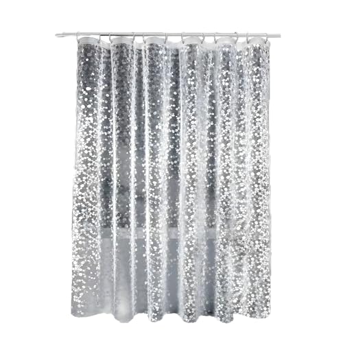 HSBWOPG Clear Pebble Pattern Shower Curtain, Lightweight & Easy to Install with Plastic Hooks...