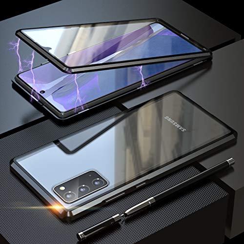 Screen Protector Case for Samsung Galaxy Note 20 Ultra CeeDoo Magnetic Cover Double Tempered Glass Built in Metal Frame, Black