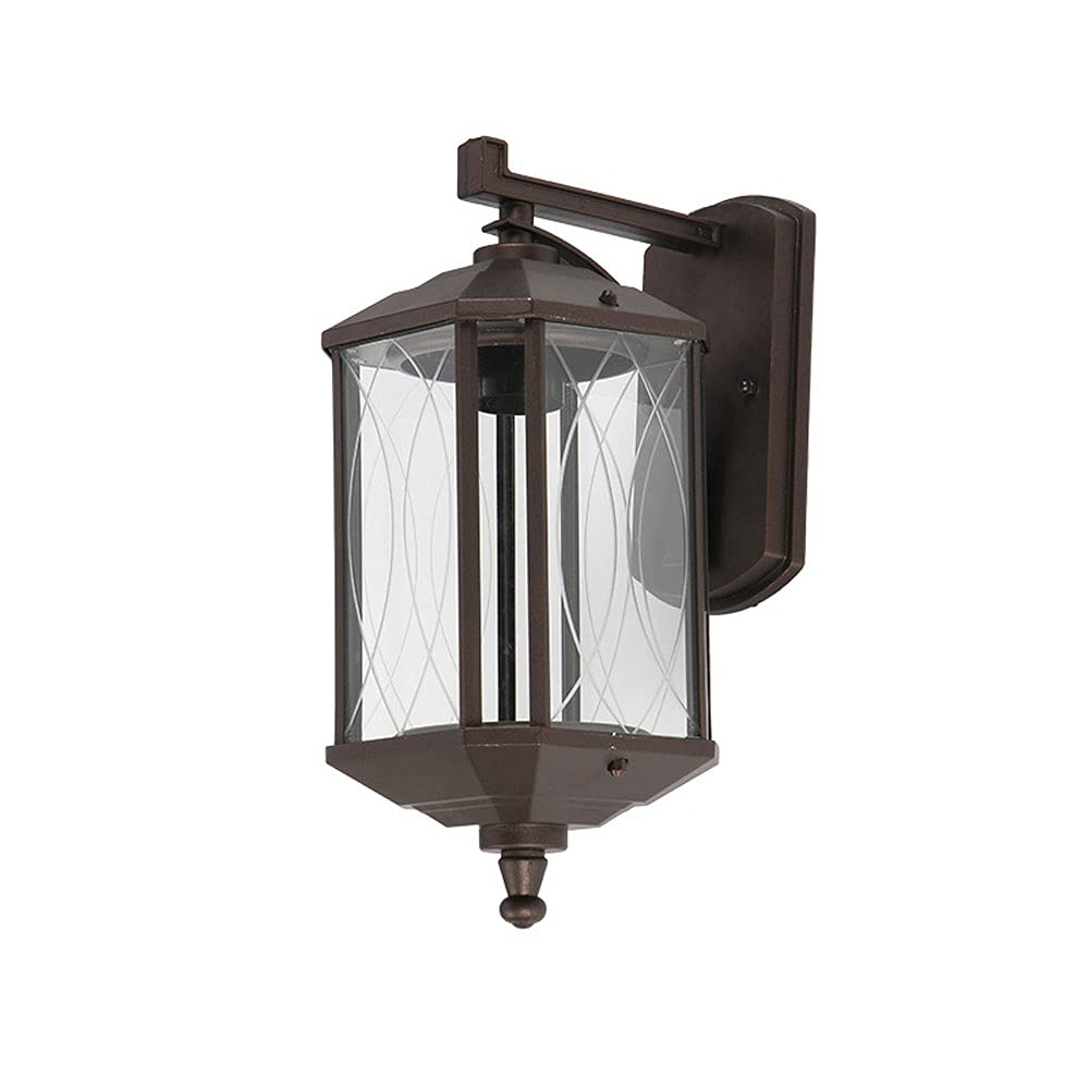 SXSCARKX Brown Square Simple Outdoor Wall Sconce Transparent Glass Lampshade On All Sides Lamp IP65 Waterproof and Rust-Proof Light for Balcony Corridor Stairwell Lantern