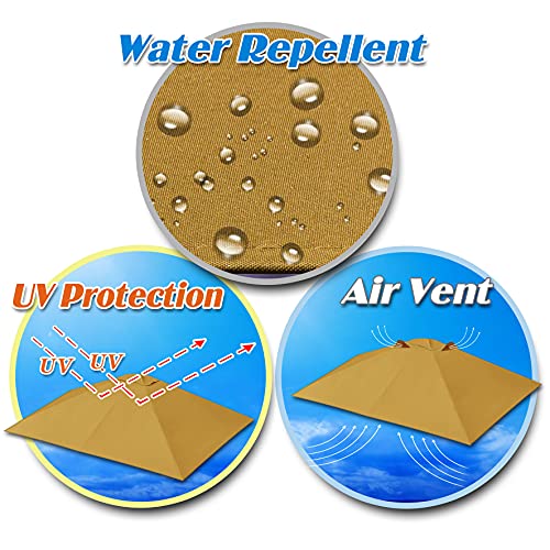 Strong Camel Replacement Rectangular Canopy Cover Only For 8.2X 3.9Ft 5 Ribs Half Patio Umbrella (Tan) #TOP5