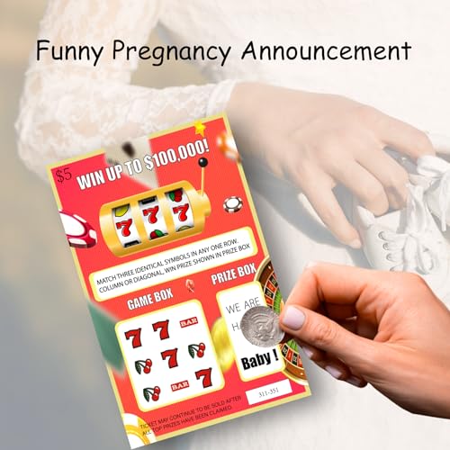 Image of Lucky Pregnancy Announcement Fake Scratch Off Cards, 4x6 Fun Creative Fake Lottery Tickets for Baby Announcement to Grandparents Future Dad or Friends 10PCS