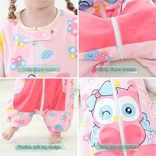Image of MICHLEY Unisex Baby Wearable Blanket Autumn Winter Toddler Sleeveless Sleeping Bag with Feet,Owl,1-3T
