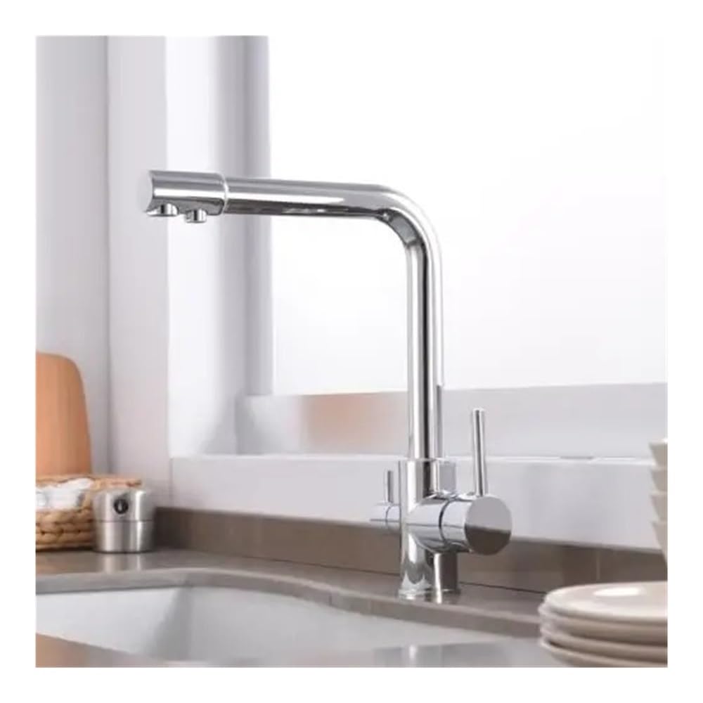 Blyqxs Chrome 3 Way Tap 304 Stainless Steel Faucet Water Kitchen Faucets Taps Xt-86(Chrome)