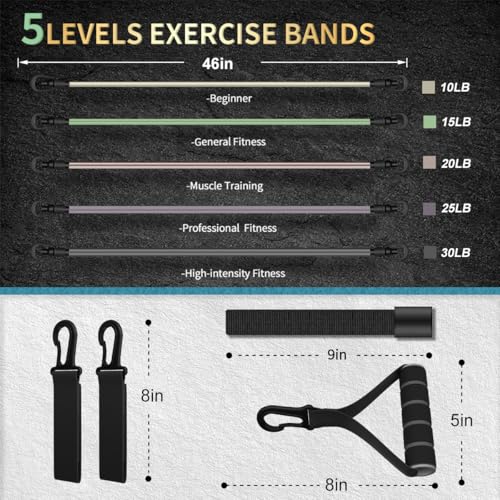 Image of VEICK Resistance Bands with Handles for Men Women, Exercise Bands, Workout Bands for Working Out, Exercising Bands for Fitness Weights Work Out at Home Gym, 100lbs /150lbs /200lbs