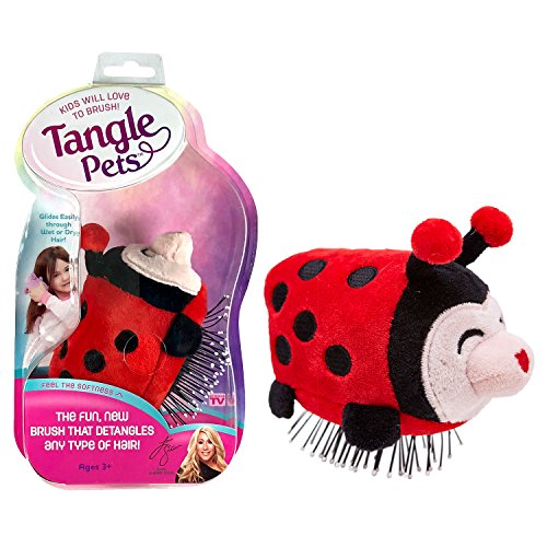 Tangle Pets LIZZY THE LADYBUG - The Detangling Brush in a Plush, Great for Any Hair Type, Removable Plush, As Seen on Shark Tank