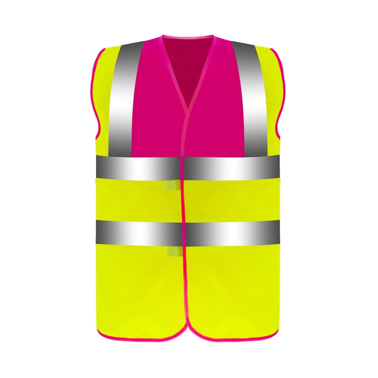 Chaleco reflectante de alta visibilidad, Chaleco reflectante de punto alta visibilidad, amarillo fluorescente, con cremallera, unisex S-XXL(S)