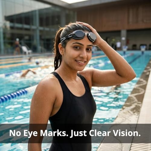 Image of BURNLAB Swimming Goggles for Everyday Pool Use, Clear Vision Lens, Easy Adjustable Strap, Unisex Adult (black)