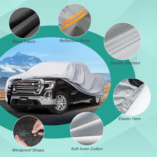 Image of GUNHYI Pickup Truck Cover - Waterproof All Weather, 6 Layer Heavy Duty, Universal Fit Ford F150, Chevy Silverado, GMC Sierra, Dodge Ram 1500 Extended /SuperCrew Cab (Up to 248 inch)