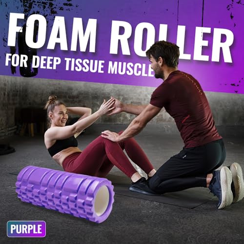 Foam Roller for Deep Tissue Muscle Massage | Fitness Gym Physio | Massage Roller for Legs, Back and Arms | Trigger Point Muscles Therapy | Lightweight | 33x14cm (Purple) - Image 3