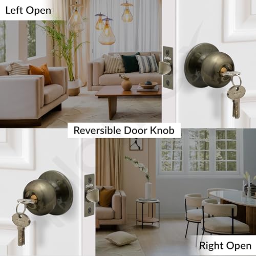 Image of Plantex Stainless Steel Door Locks For Bedroom /Main Door Lock /Cylindrical Lock Set Door Lock For Home Office Hotel (Brass Antique)