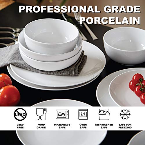 Euro Ceramica Essential Collection Porcelain Dinnerware and Serveware, 16 Piece Dinnerware Set, Service for 4, Classic White - Image 3