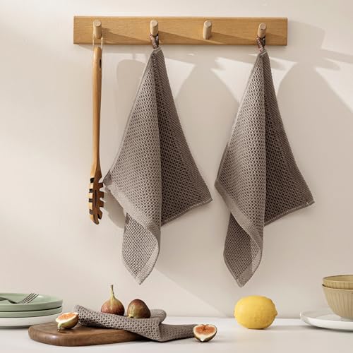 Image of joybest Cotton Kitchen Dish Cloths, 8-Pack Waffle Weave Ultra Soft Absorbent Dish Towels Washcloths Quick Drying Dish Rags, 12x12 Inches, Coffee