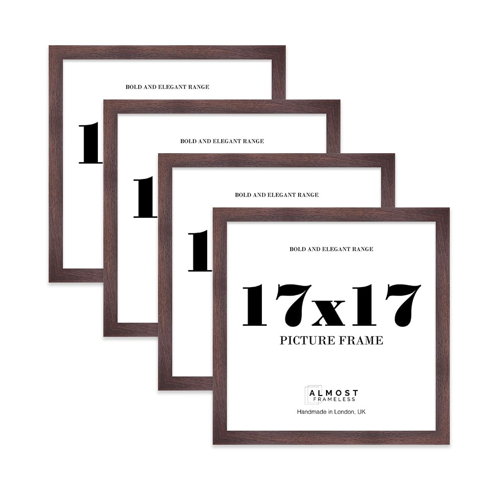 17x17 Photo Frame, Display 17x17 Pictures (22.9 x 15.2cm) Picture Frame for wall Display - Walnut - 4 Pack