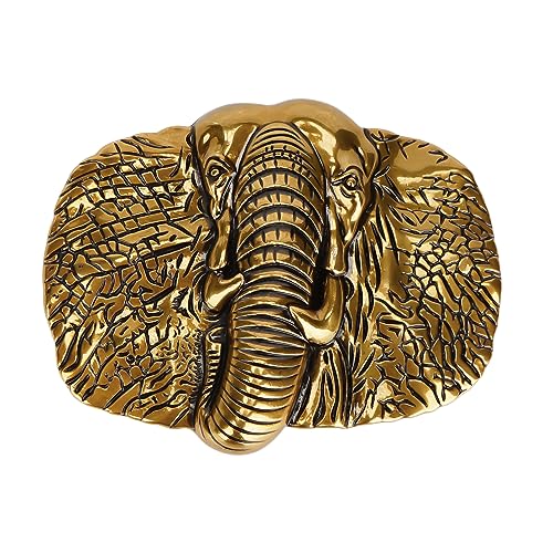 CAIRIAC Western Belt Buckle, Elephant Belt Buckle, Cowboy Cowgirl Vintage Style Buckle Belt For Men Women, 1 1/2 inch Metal Belt Buckle Replacement (Golden)