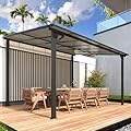 AECOJOY Wall Gazebo12’ x 10’, Hard Top Gazebos Pergola on Clearance, Outdoor Patio Lean to Gazebo Canopy Awnings for Deck, Porch, Backyard and More