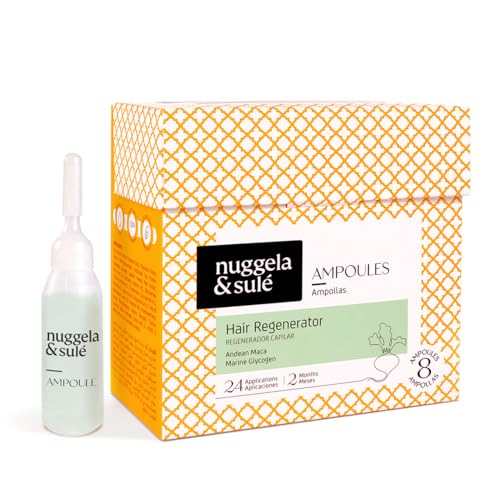 Nuggela & Sulé Ampollas Regenerador Capilar. Con activos que aumentan la densidad y el grosor del cabello. Ideal para zonas despobladas. Tratamiento. 8 x 10 ml
